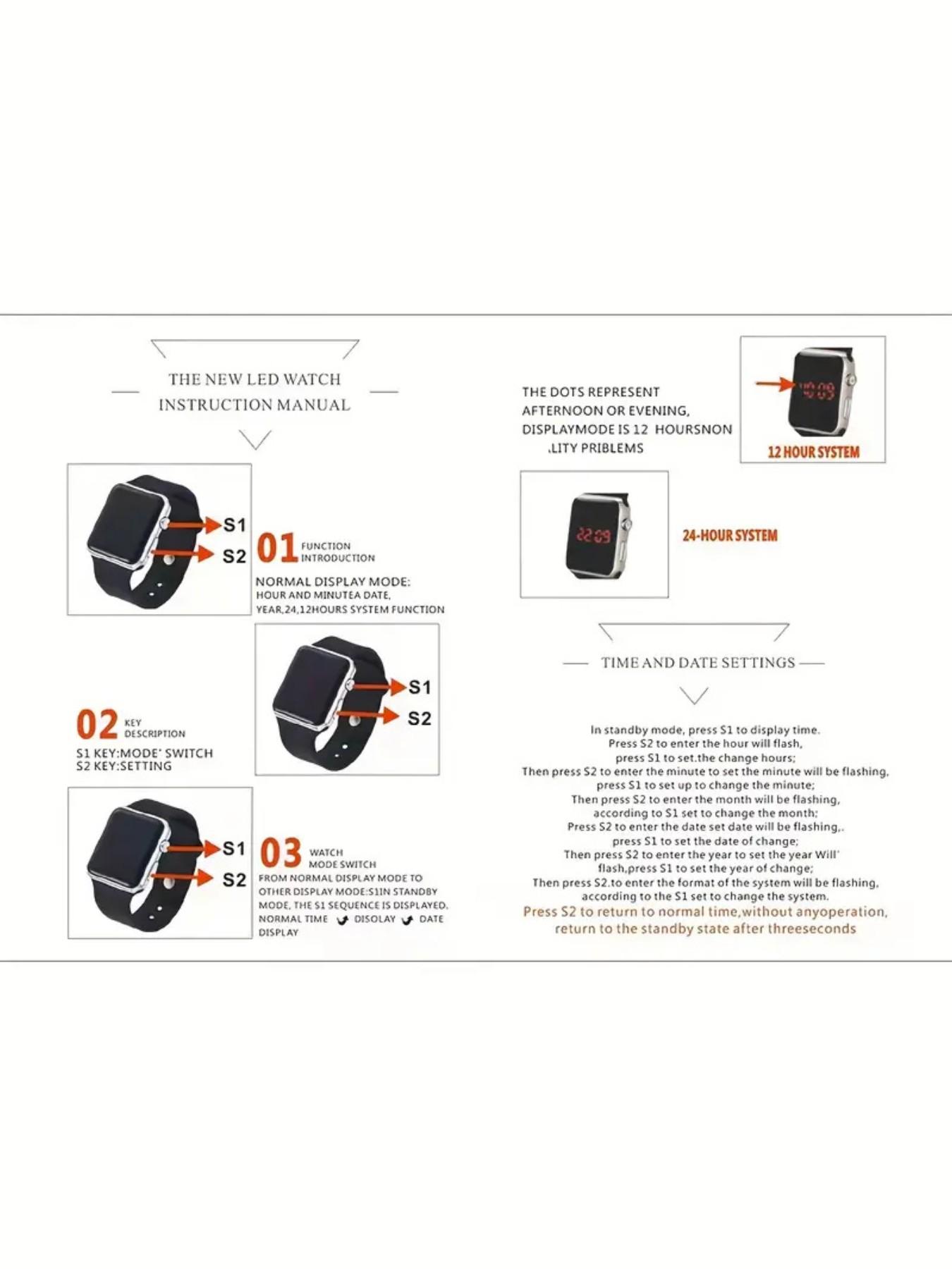 Mother's Day Gift Men Women Electronic Watch Set, Silicone Strap LED Digital Display, Casual Analog-Digital Wristwatch, Square Watch, Perfect Gift for Him Her