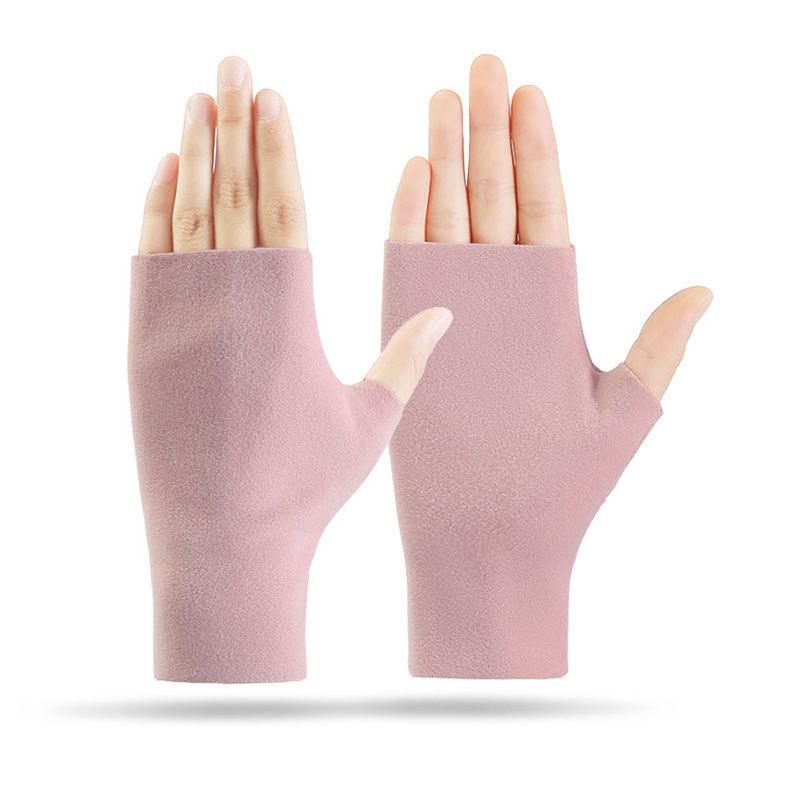 De Rong Half Palm Gloves, Fall Winter Thin Warm Gloves, Unisex Elastic Driving Typing Touch Screen, Student Learning Gloves