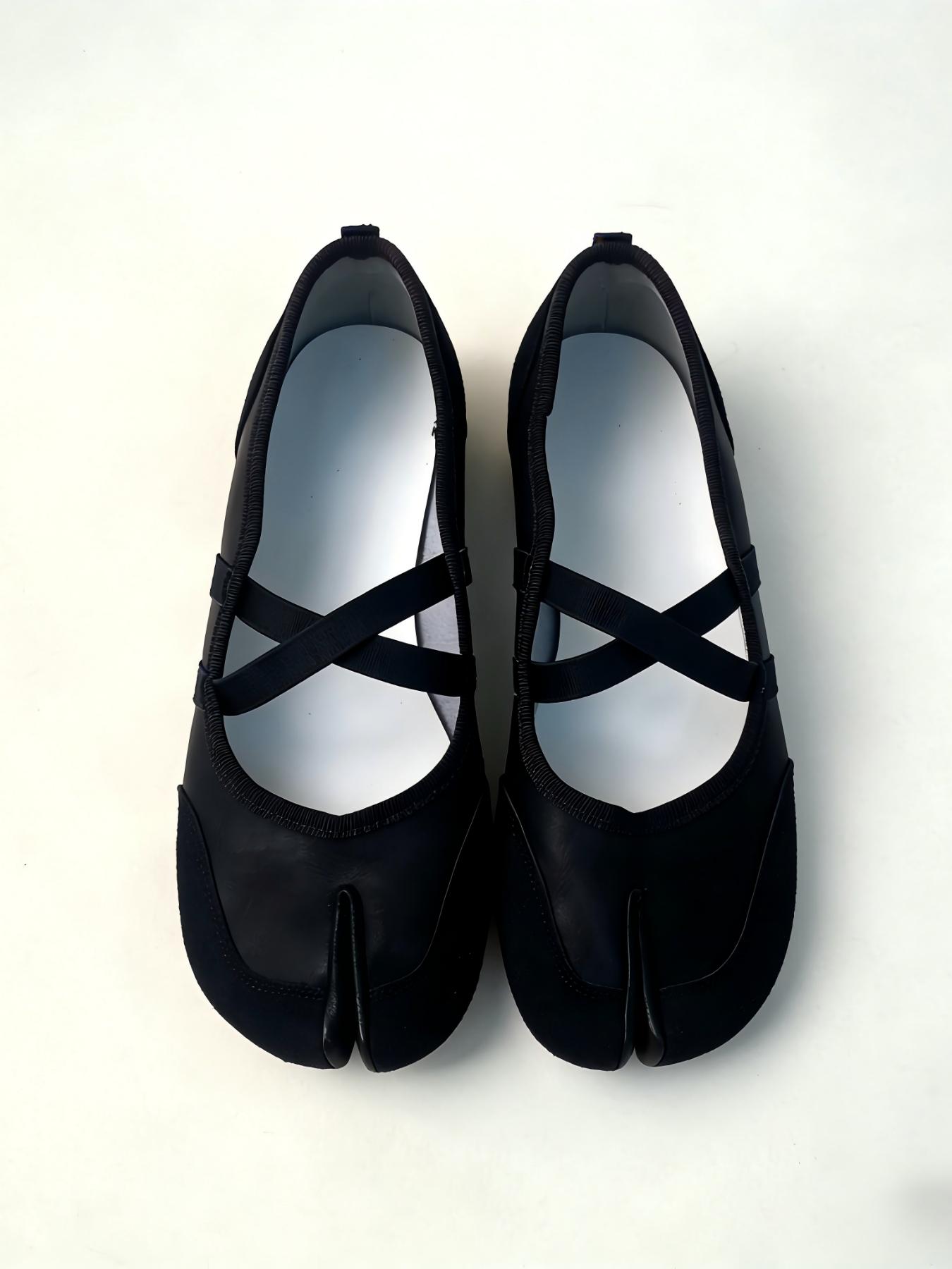 Women's Spring 2026 French Cross Strap Ballet Flats, Comfortable Casual Shoes, Striped Round Toe, Medium Width, All Seasons, Casual Wear Shoe