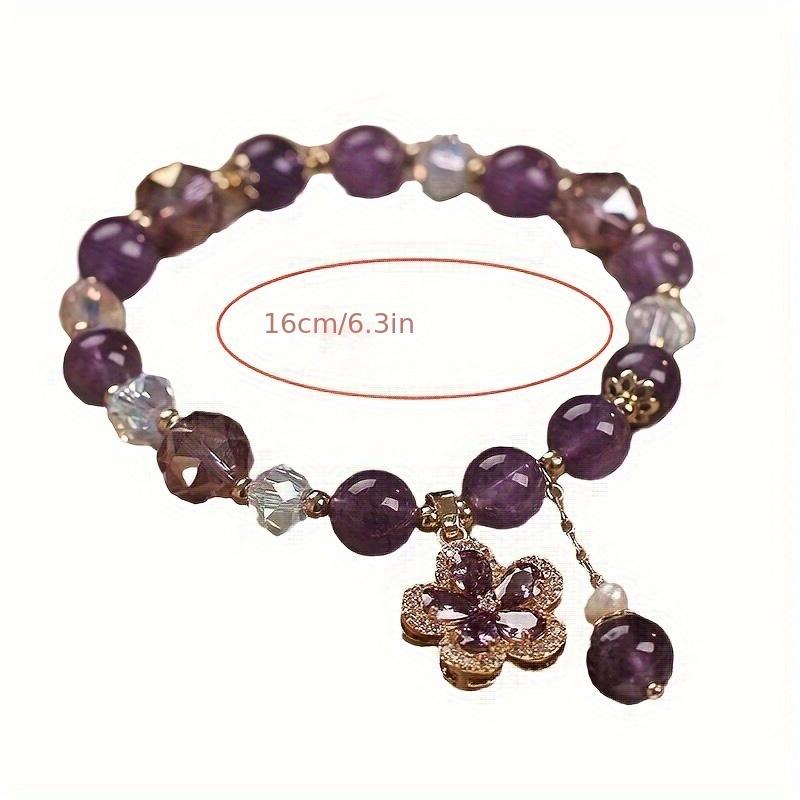 Natural Amethyst Bracelet for Women Irregular Raw Crystal with CZ Stones Minimalist Luxury Healing Gemstone Jewelry Gift for Her Daily Wear