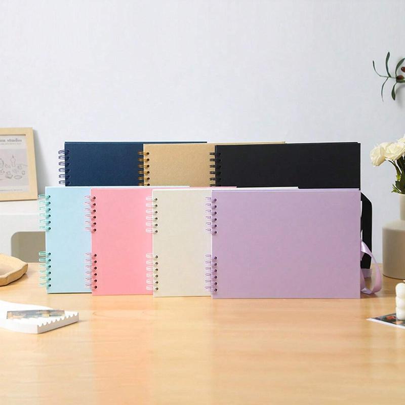 1 scrapbook album, 12 * 8 inches/80 pages (40 sheets), multi-color inner kraft paper pages with 5 colored corner stickers, DIY scrapbook, wedding guest message book, anniversary, Valentine's Day gift, meaningful handmade album, suitable for weddings, holi