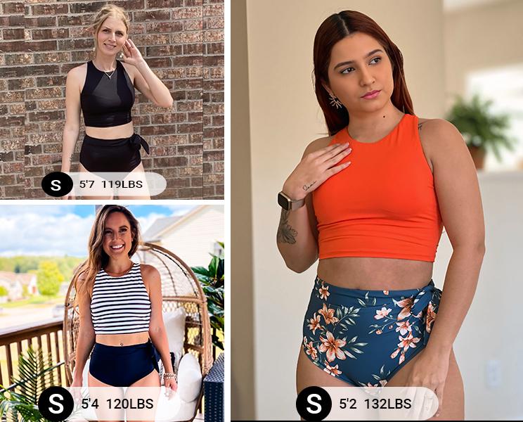 Aqua Eve Women High Waisted Bikini Set Racerback Swimsuit Two Piece Bathing Suit High Neck Swimwear Tankini Outfit Activewear