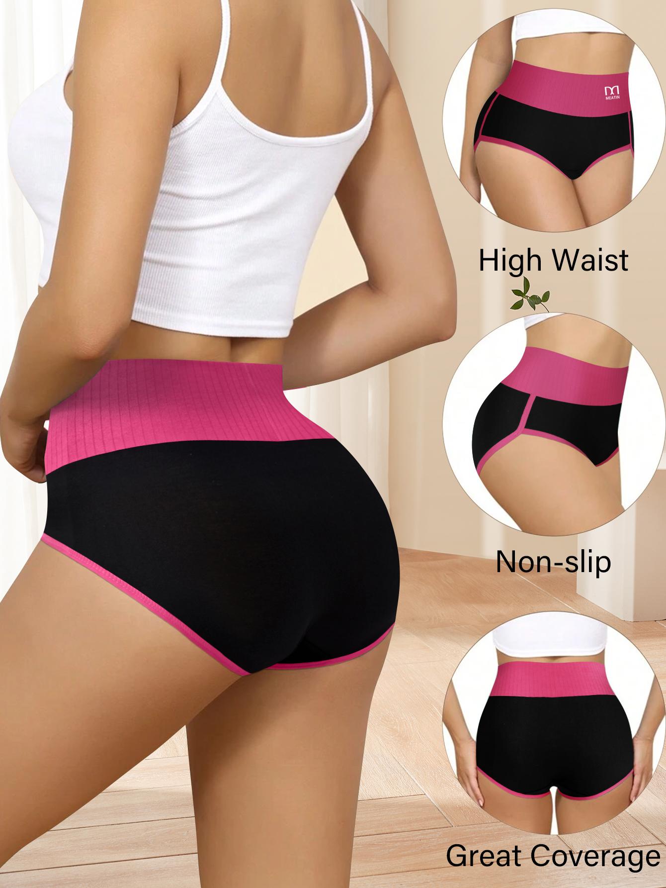 QUASTI Women's 5 Piece High Waist Seamless Breathable Panties Tummy Control, Hip Lifting, Smooth Basic Activewear Sportswear, Soft Stretch Athletic Underwear, Multicolor, S XXL, Suitable for Daily Wear, Nylon