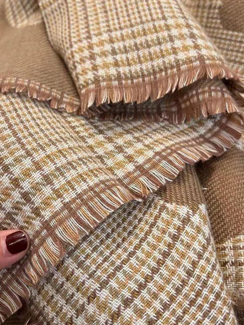 Fashionable Plaid & Heart Pattern Tassel Decor Scarf, Checkered Scarf, Casual Soft Warm Shawl for Fall & Winter, Fashion Accessories for Women & Men