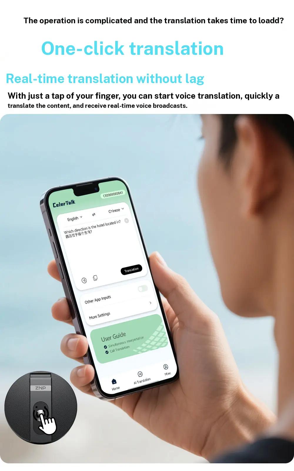 AI Translator Voice Recorder Note Recorder, Translation 146+ languages with Real time Translation, Magnetic Phone Holder, Supports Video and Voice Call Translation, Travel Socializing Lectures Meetings Interviews