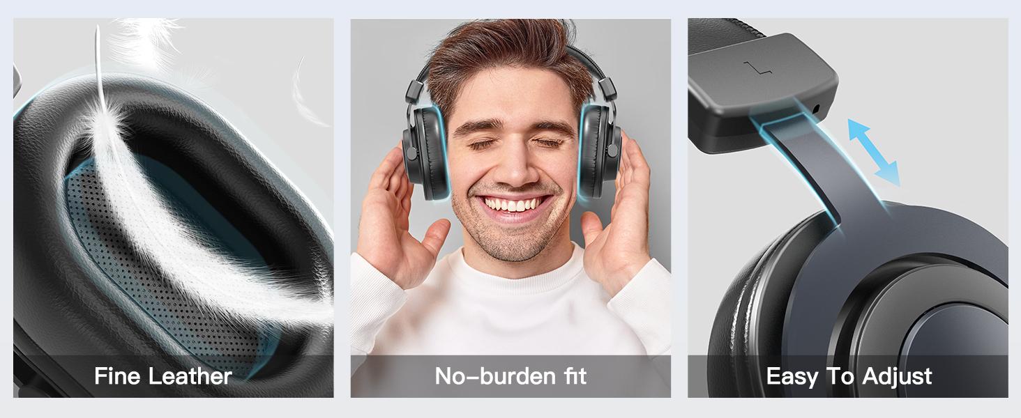 FIFINE Studio Monitor Headphones for Recording-Over Ear Wired Headphones for Podcast Monitoring, Streaming Comfortable Equipment with Detachable Cables 3.5mm or 6.35mm Jack, Black, on PC/Mixer- fifine H8