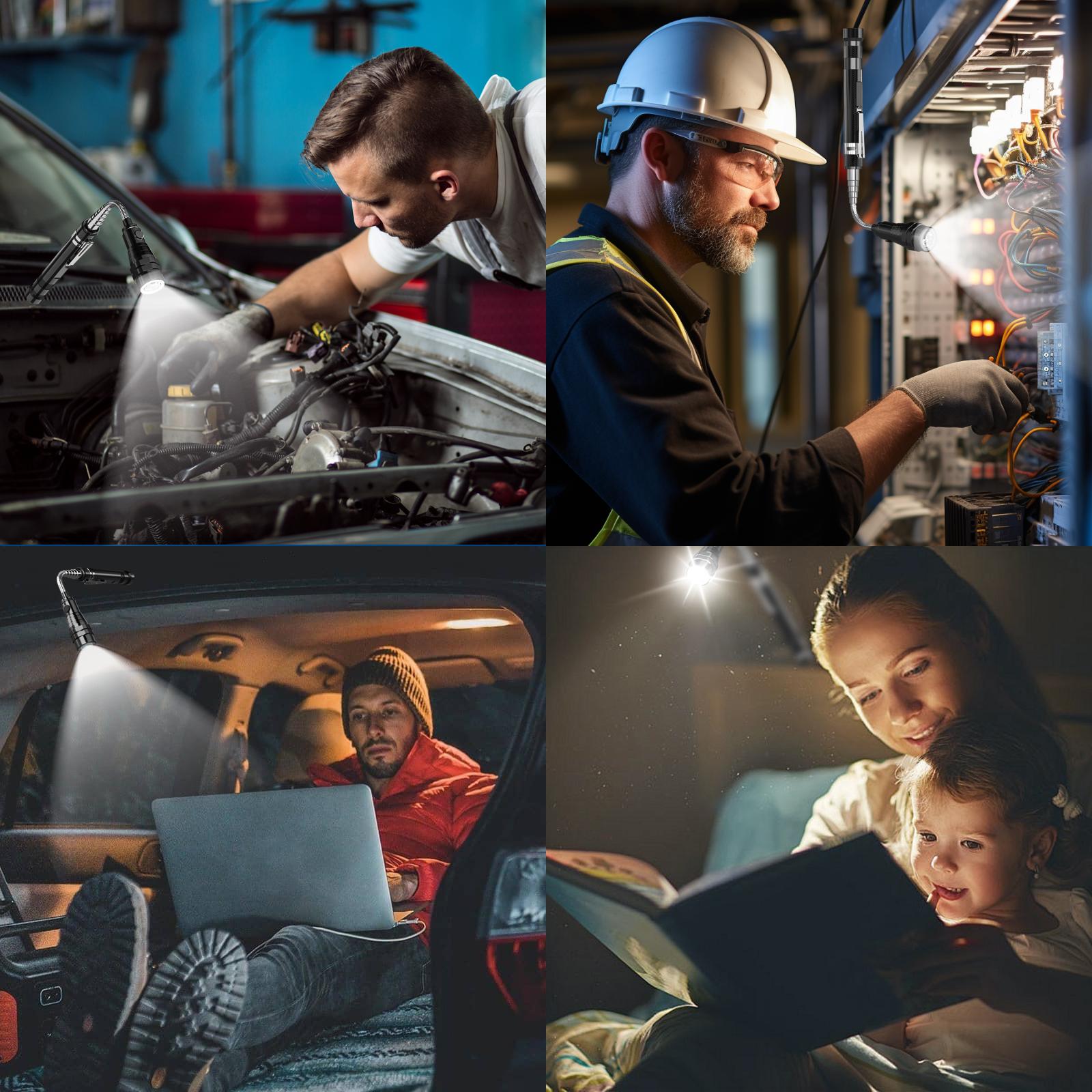 Telescoping Magnetic Pickup Tool with 3 LED Light, Magnet Flashlight, Extendable Neck up to 22 Inches, 360° Degree Flexible Neck, Gifts for Engineers, Mechanic, Men, Dad, Father, Husband, Boyfriend