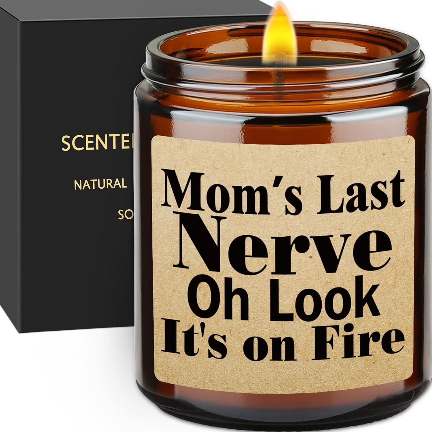 1pc Mom Candles Gifts From Daughter Or Son Mothers Day Gifts For Mom Unique Christmas Birthday Gifts For Mom Novelty Moms Last Nerve Lavender Scented Soy Engraved Candle