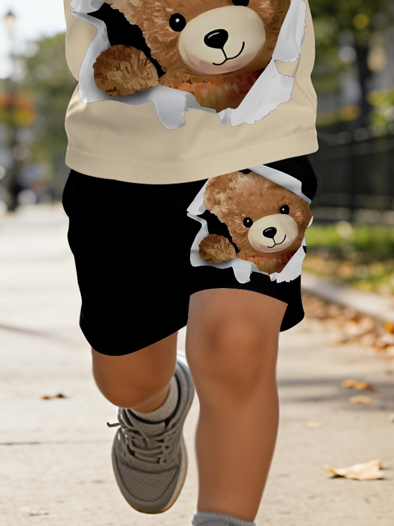 Kids Cartoon Short Sleeve Set, Unisex Cute Summer Pajamas, Casual Baby Clothes, Perfect Gift, 100% Polyester, Ideal for Daily & Outdoor Activities