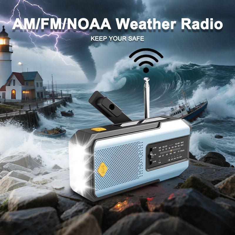 Emergency Weather Radio:AM/FM/WB Reception & Loud SOS Alarm,Hand Crank/Solar/USB Charging, Modern Design Emergency Weather Radio:AM/FM/WB Reception & Loud SOS Alarm,Hand Crank/Solar/USB Charging, Modern Design