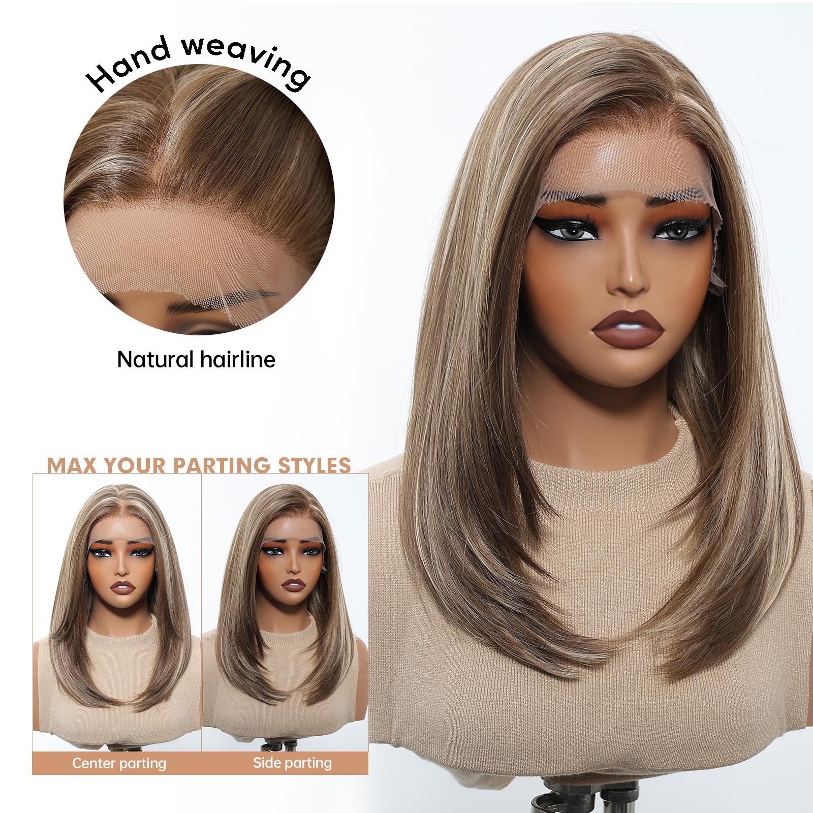 Lace Front Synthetic Fiber Wigs Lace Frontal Wig Uk Style Piano City Series Fashionable Hair Clips Modern Look Synthetic Fiber Hairpiece for Women