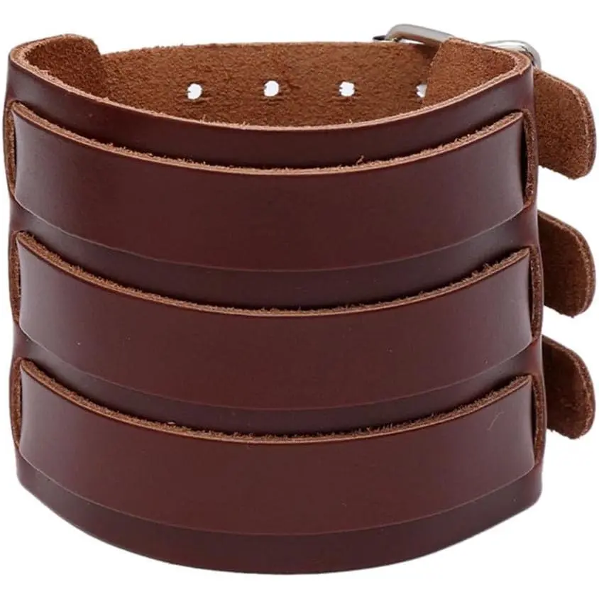 2.6" W Triple Clasp Brown