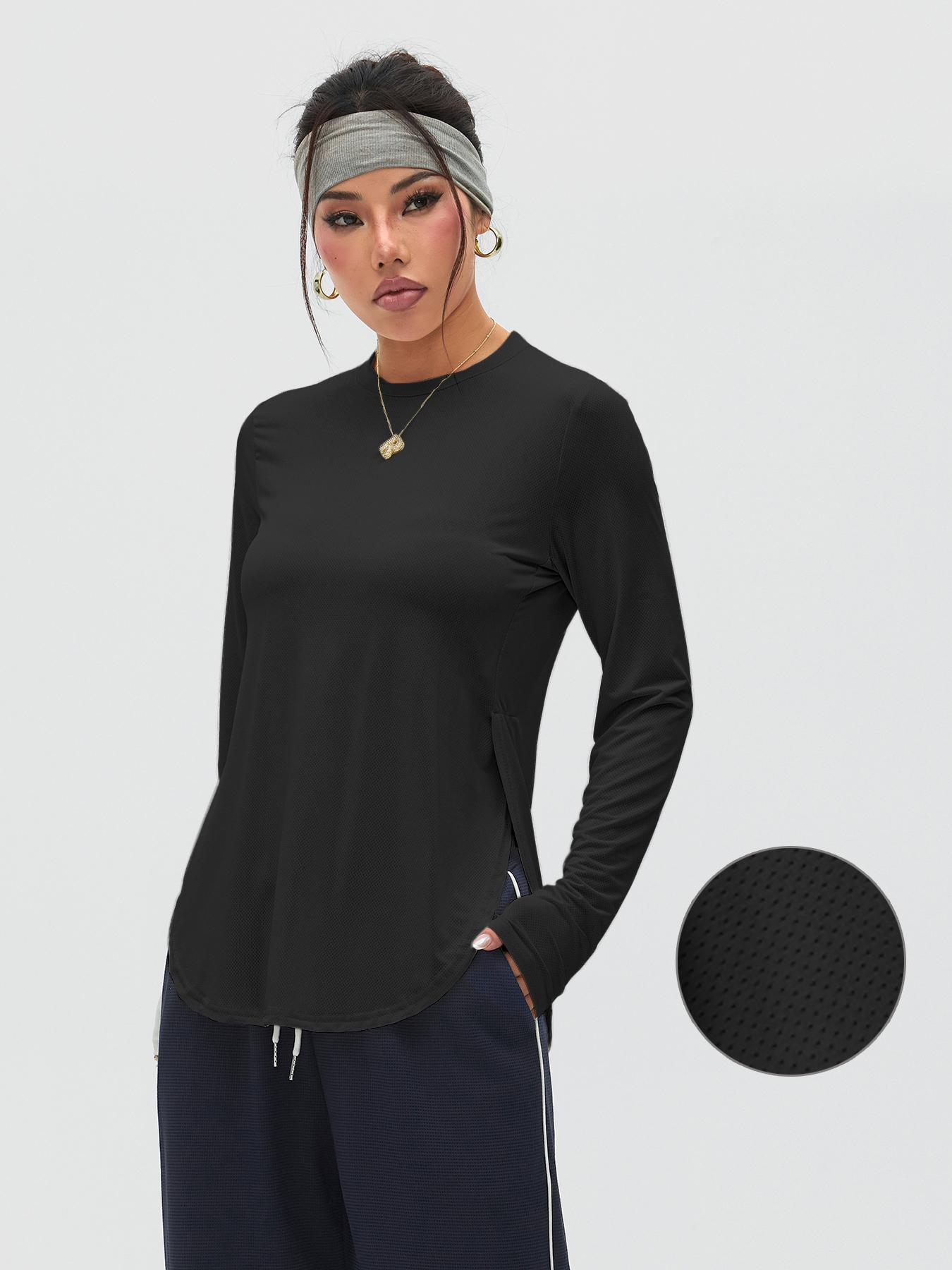 Women's High Elasticity Long Sleeve Breathable Mesh T-Shirt, Ideal for Gym Workouts Outdoor Hiking Cycling Yoga Running Base Layer Top, Fitness Running Tops, Athletic Yoga Tops