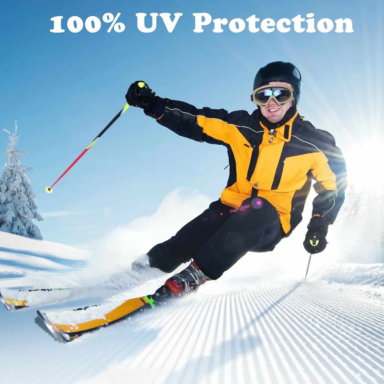 Ski Goggles Snowboard Goggles, UV Protection Windproof  Anti-Scratch Winter Snow  Glass for Men Women