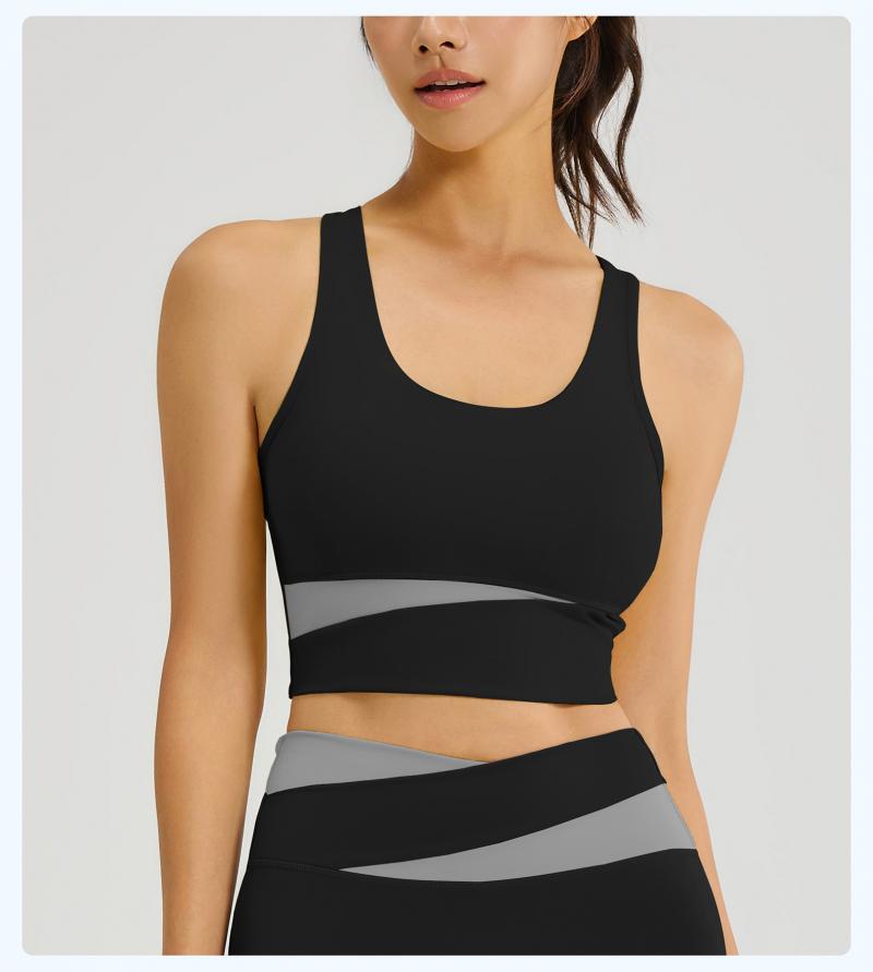 Color Block Sports Bra for Women, High Impact Shockproof & Push Up Fitness Tank Top, Running Yoga Beauty Back Bra