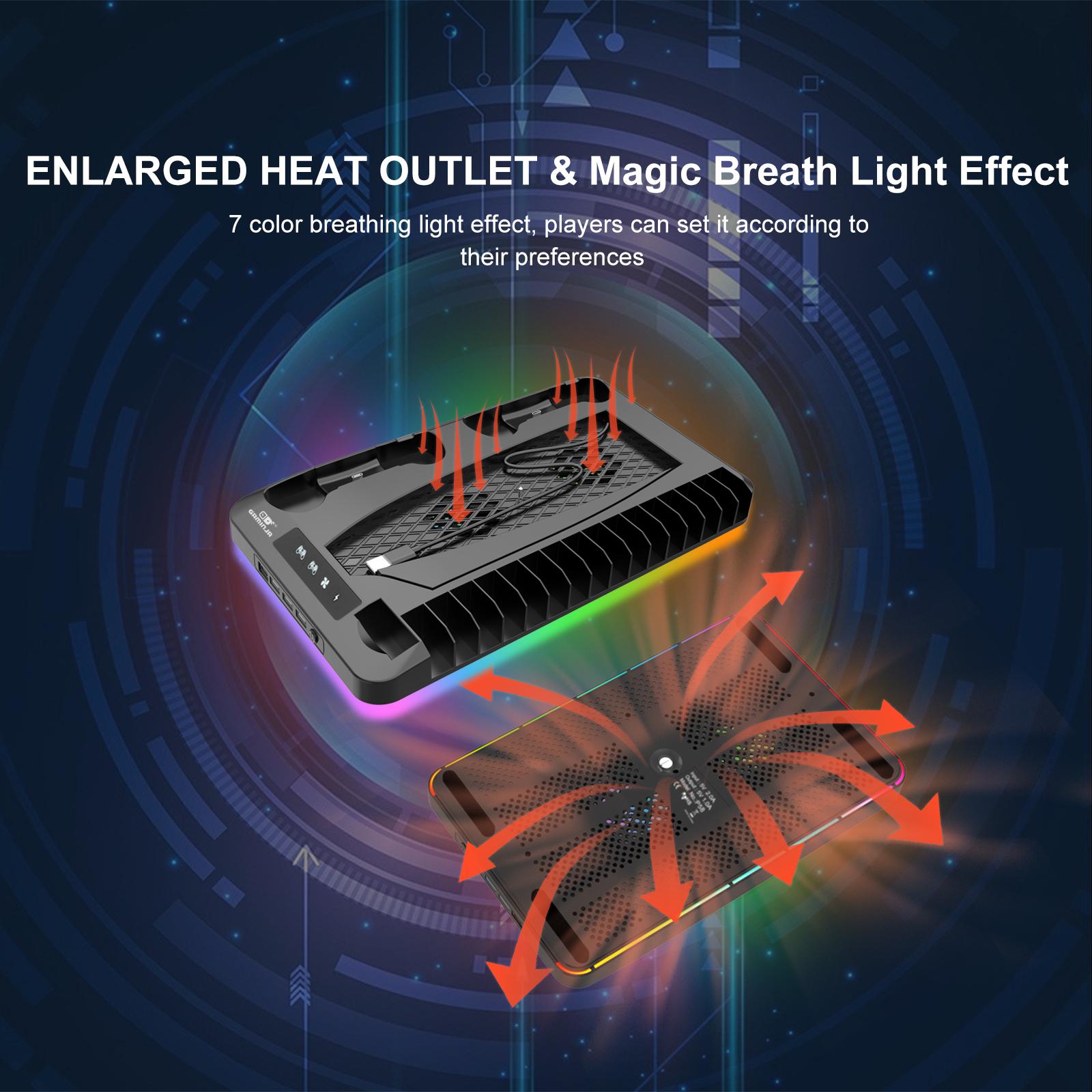 Charging Base Cooling Bracket Compatible With PS5 Console, Vertical Stand Cooling Fan, Multi-functional Cooling & Charging Station