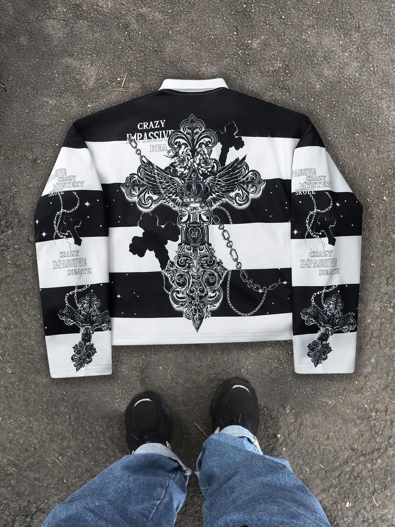 Men's Fashion Streetwear Y2K Style Half-Open Collar Polo Shirt Men's Fashion Streetwear Y2K Style Half-Open Collar Polo Shirt