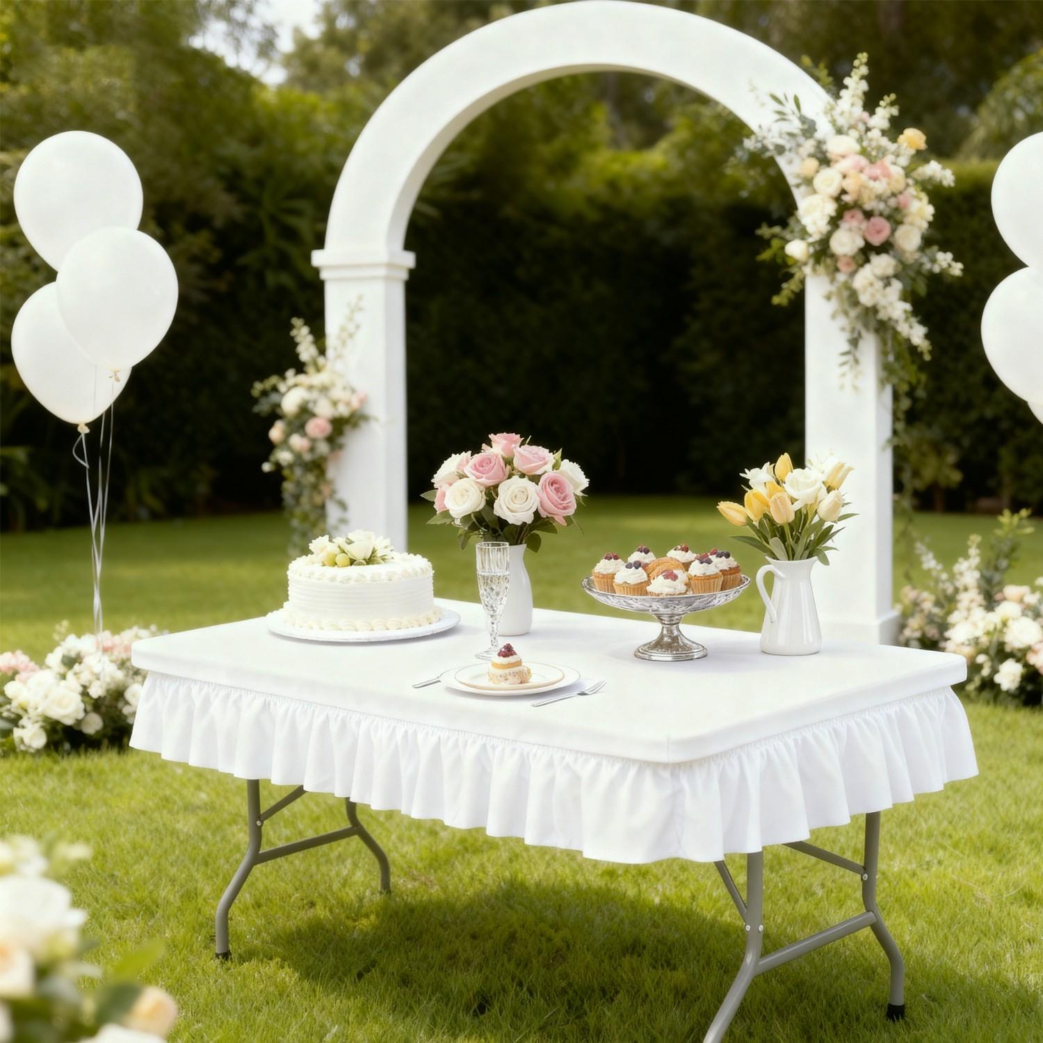 Stretchable Rectangular Tablecloth with Stretched Border Design, Wrinkle-Free Easy Wash, Smooth, Ideal for Weddings Parties and Table Protection, Portable Tablecloth