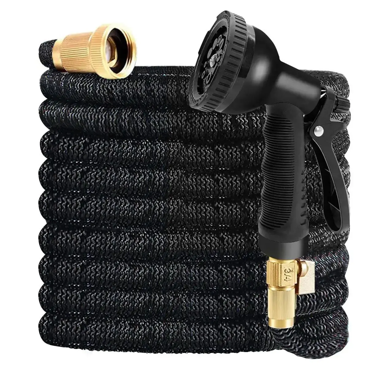 100, 75, 50FT Expandable Garden Hose, Heavy Duty Superior Strength, 4-Layer durable collapsible Latex Core, Extra Strong Brass Connectors, lightweight flexible water hose