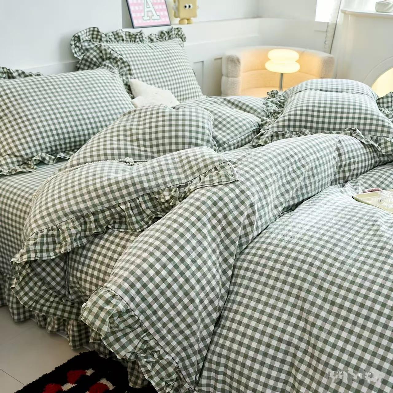 3-Piece Classic Fashion Plaid Bedding Set, Includes 1 Fitted Sheet & 2 Pillowcases, Soft Comfortable Home Bedroom Linen, Soft Bedding Sets