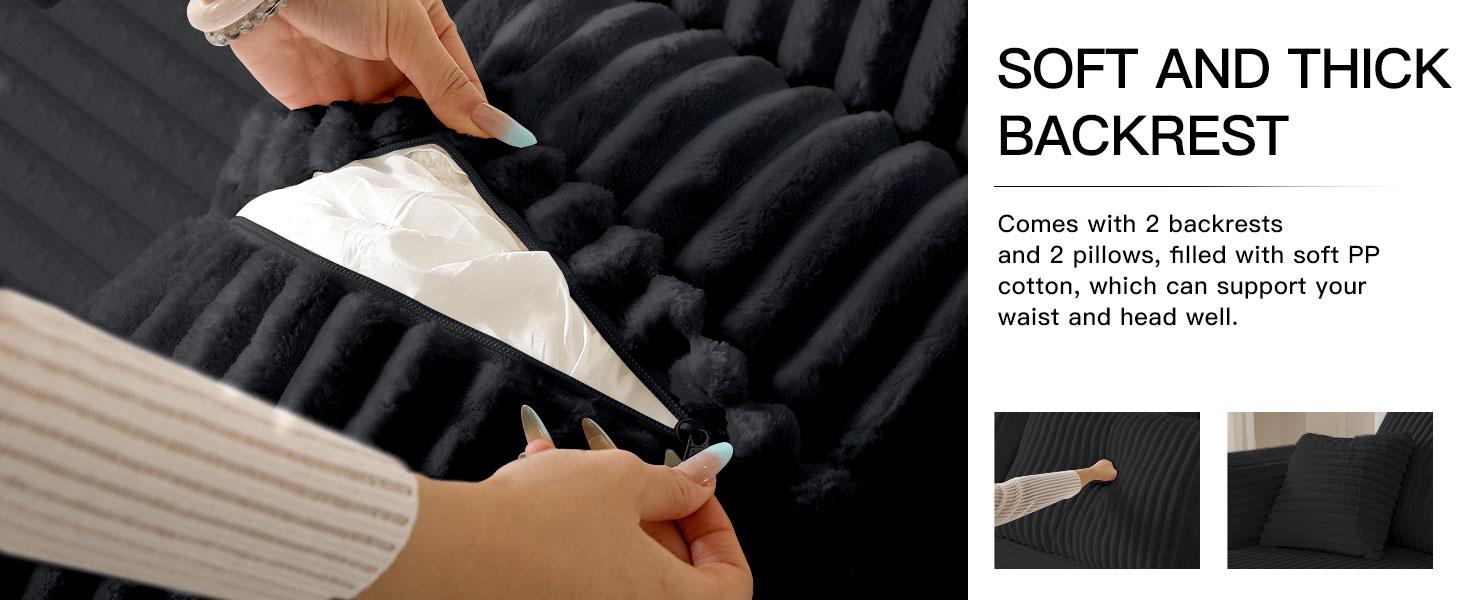 【2Package Delivery】 Avenix 106" Boneless Sectional Couch -Modular Sofa for Living Room ️, Soft Corduroy Fabric with Deep Seat Design, Cloud Sectional Couches for Living Room Bedroom, Living Room Furniture, Sofas Para Sala  - No Assembly Sofa Bed Couch