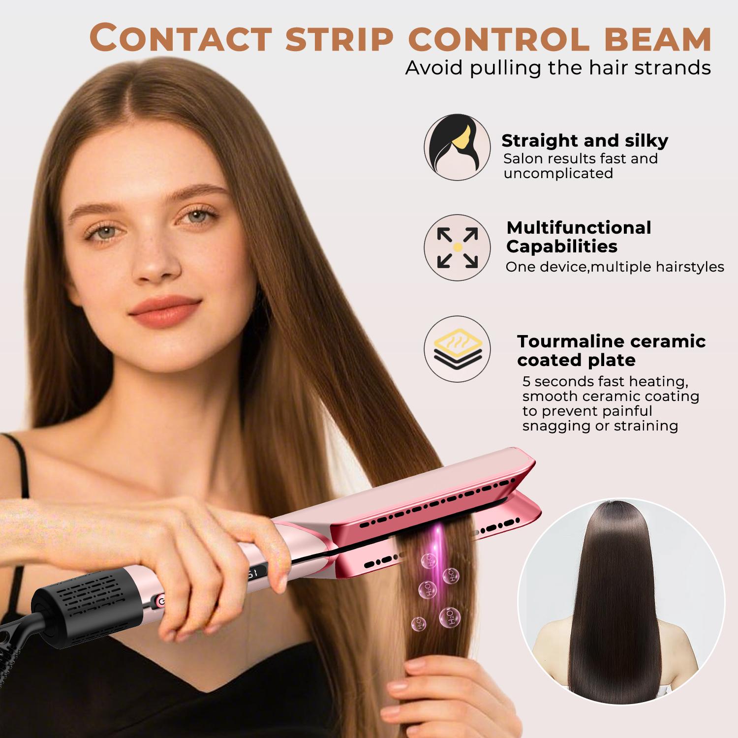 1pc Summer Cool Air Hair Straightener Hair Blower 3 In 1 Multifunctional Hair Dryer & Hair Straightener & Hair Curler Wet to Dry with Cool Wind or Hot Wind 4 Temperature Adjustable Straightening Iron