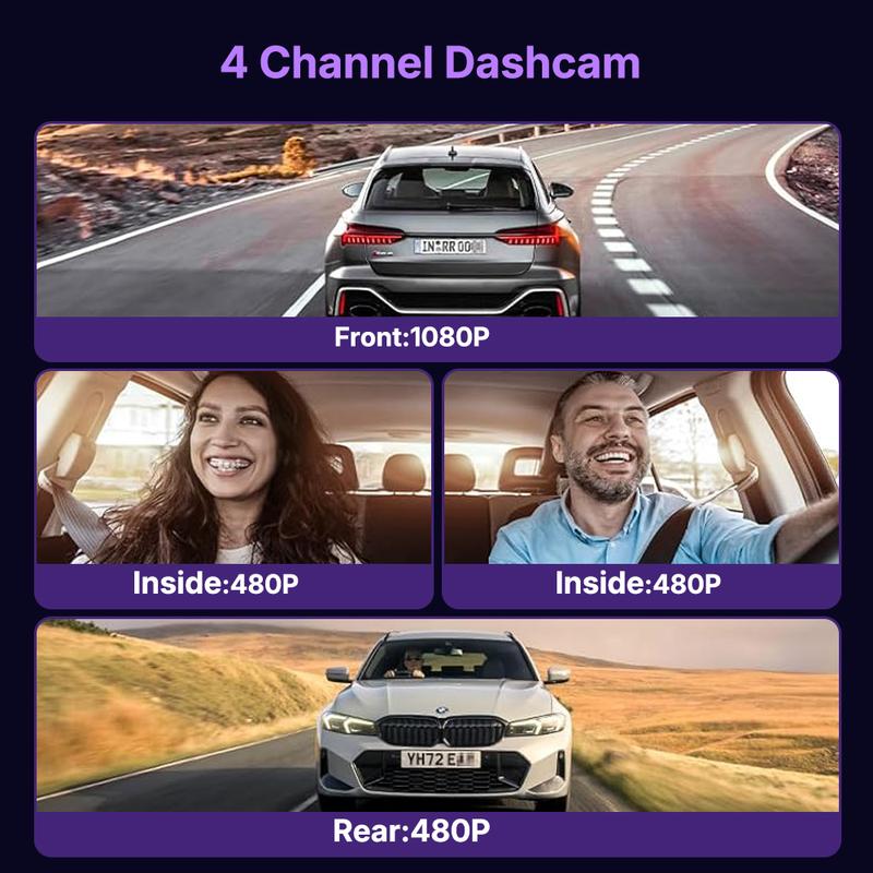 【Clearance Sale】4 Lens Car DVR | 1080P HD & Wide-Angle Night Vision | G-Sensor & Loop Recording — All-in-One Driving Recorder Set. dash dash cam front dashcam Camera shop camaras rear built-in Touch Dual MagSafe video hour park