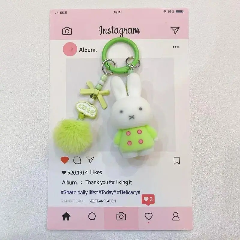 Miffy Cute Creative Fashion Plush Keychain Portable Decorative Rabbit Pendant Anime Bag Kawaii Suitable for Men and Women Gifts
