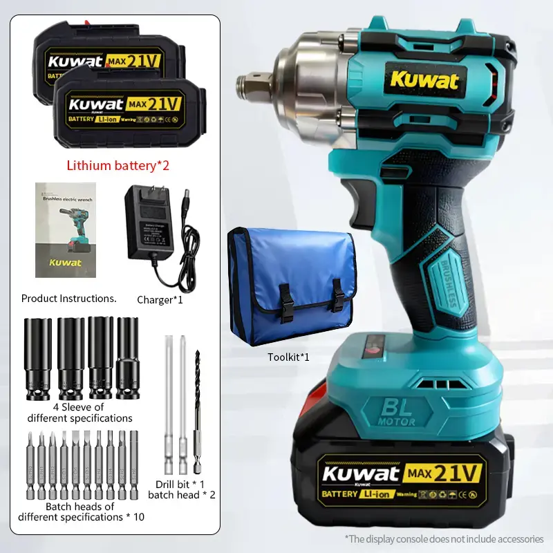 Kuwat MAX 21V Cordless Brushless Impact Wrench Kit - 4000mAh Lithium-Ion Battery, Ergonomic Handle, 4 Speed Levels, Complete Accessories for Lawn Care, Yard Work, Men's Gifts