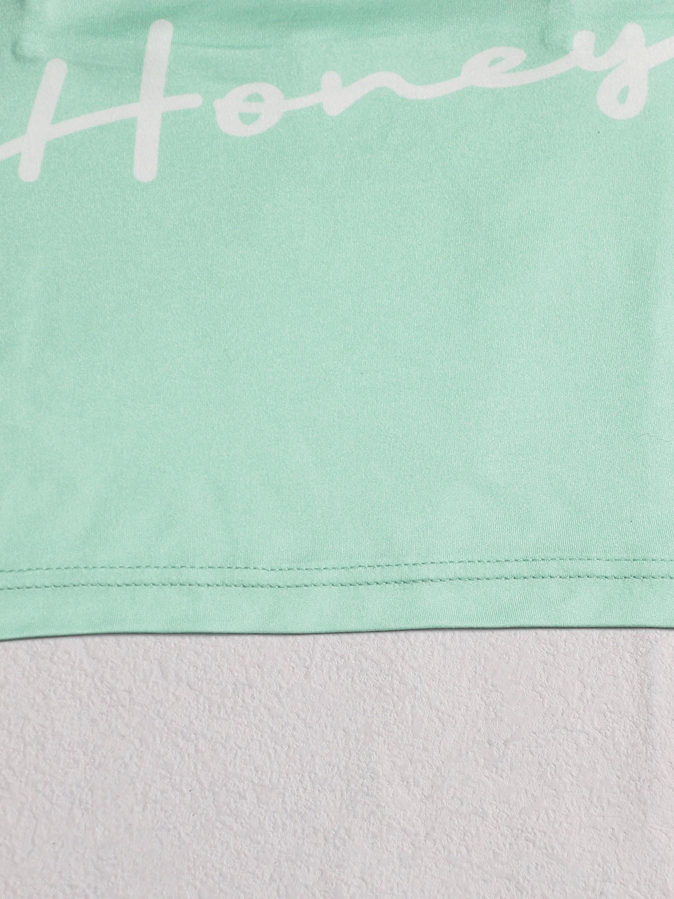 Summer Women's Sleepwear Set, Sleeveless Letter Print Plaid Shorts, Bowknot Decoration, Elegant Wearable Pajamas, Limited Edition