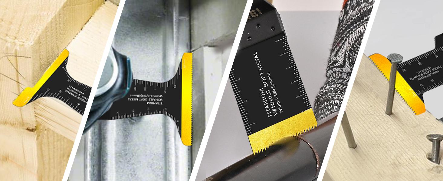 118PCS Oscillating Tool Blades Metal Wood Cutting, Professional Curved Edge Oscillating Saw Blades with Titanium Multitool Blades, Compatible with Dewalt Milwaukee Ryobi Rockwell Fein Makita