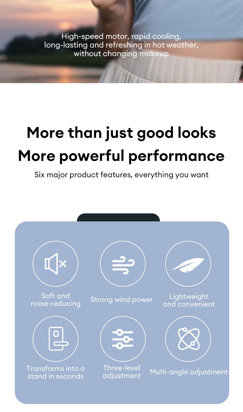 MGALL UF07 Magnetic Bracket Mini Fan – Lightweight & Portable, 360° Full-Area Air Supply, 3-Speed Instant Cooling, Adjustable Hose for Precise Airflow, Silent Operation, Handheld Air Conditioner for a Cool Summer