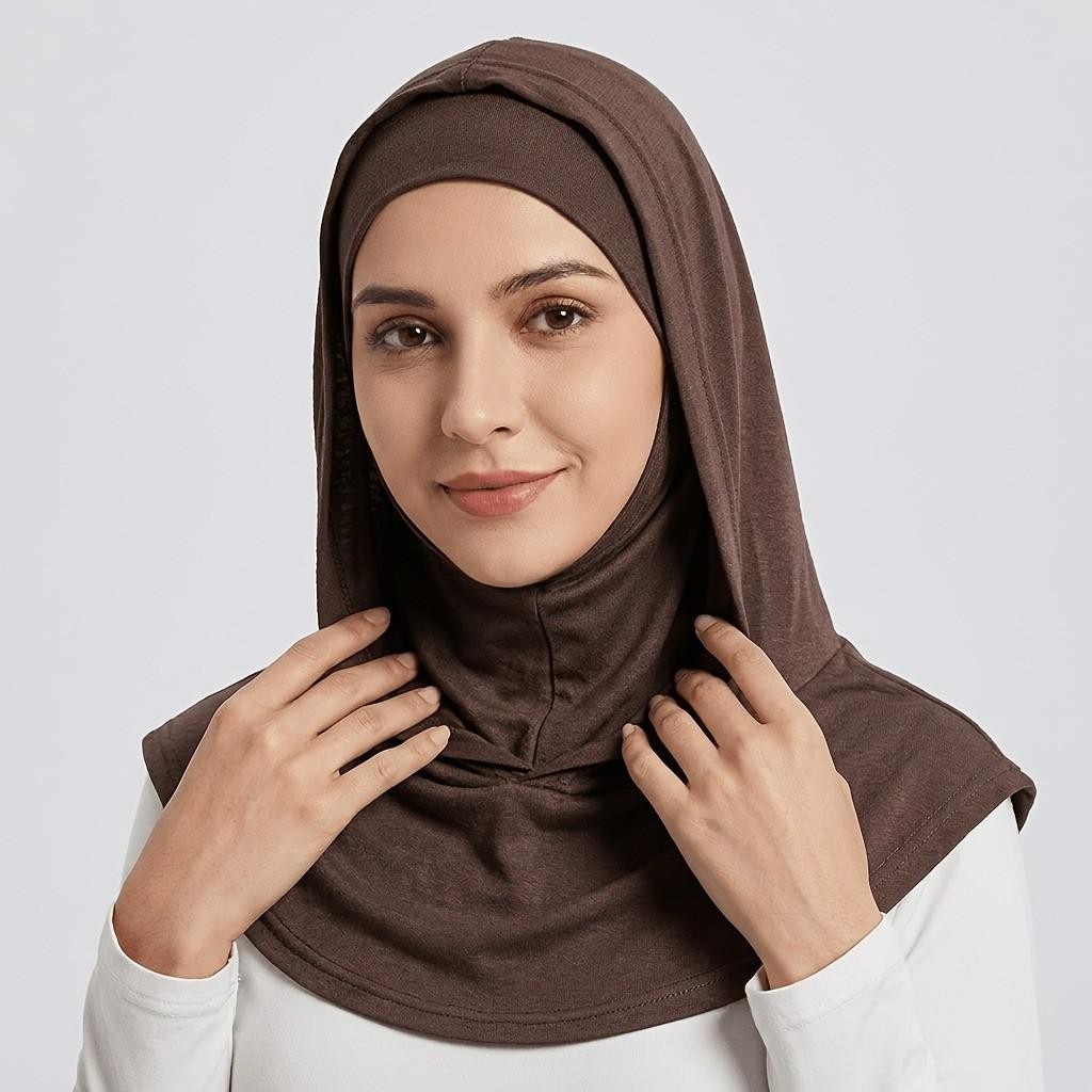 Elegant Muslim Headscarf, Comfortable Eid Headwear, Simple Fashion, High-Quality Double-Layered Hat Scarf, Essential for Ramadan