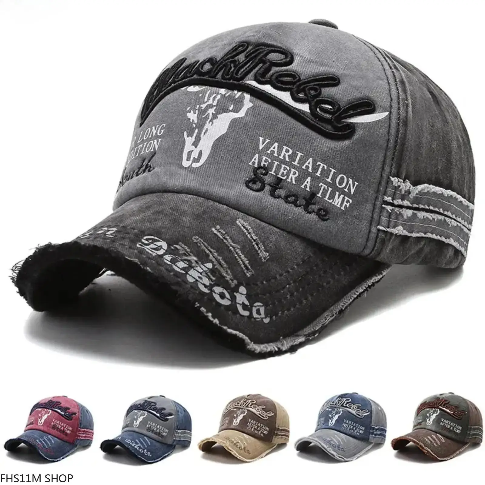 Unisex Washed Vintage Embroidered Baseball Cap, Distressed Cotton Dad Hat, Adjustable Breathable Sun Protection Cap For Streetwear, Casual Outfit, Travel, Hiking, Outdoor Activities, Y2K Fashion Accessories