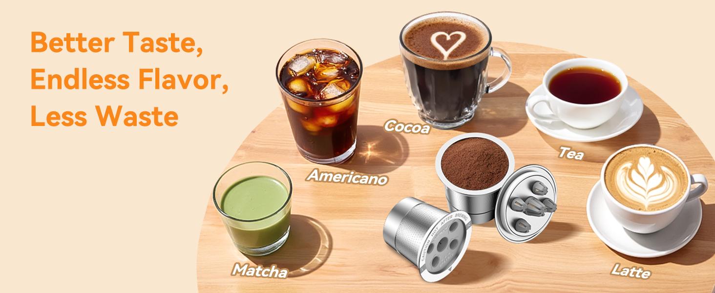 Reusable K Cups for: 2025 Updated My K cup Coffee Refillable Coffee Pods with 5 Holes - for K Supreme/K Slim/K-Duo Gen2/K-Brew Chill with MultiStream Technology (2 Pack)