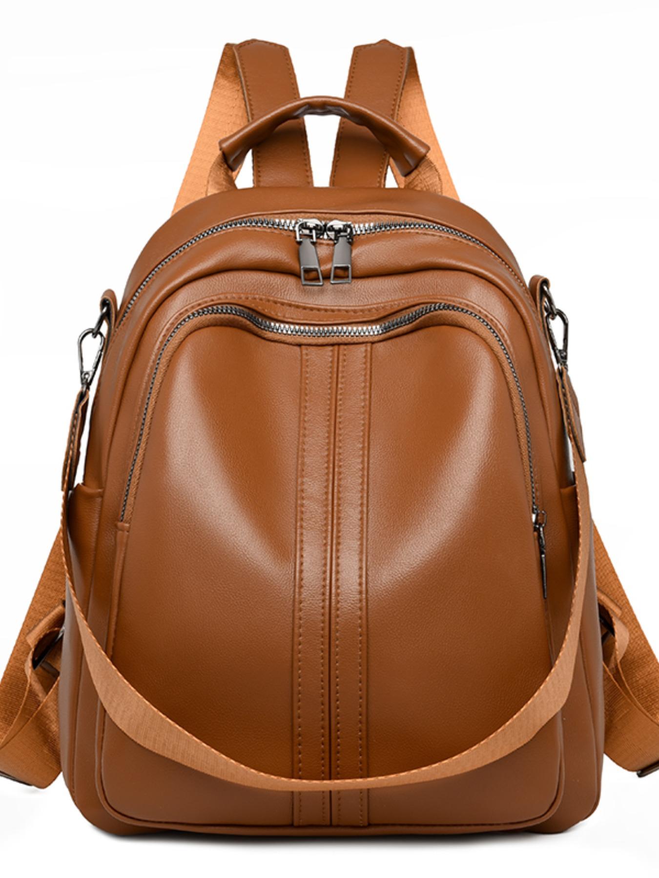 Soft Leather Casual Backpack, Vintage Women's High-End Bag, Multi-Functional Use, Large Capacity Storage, All Seasons