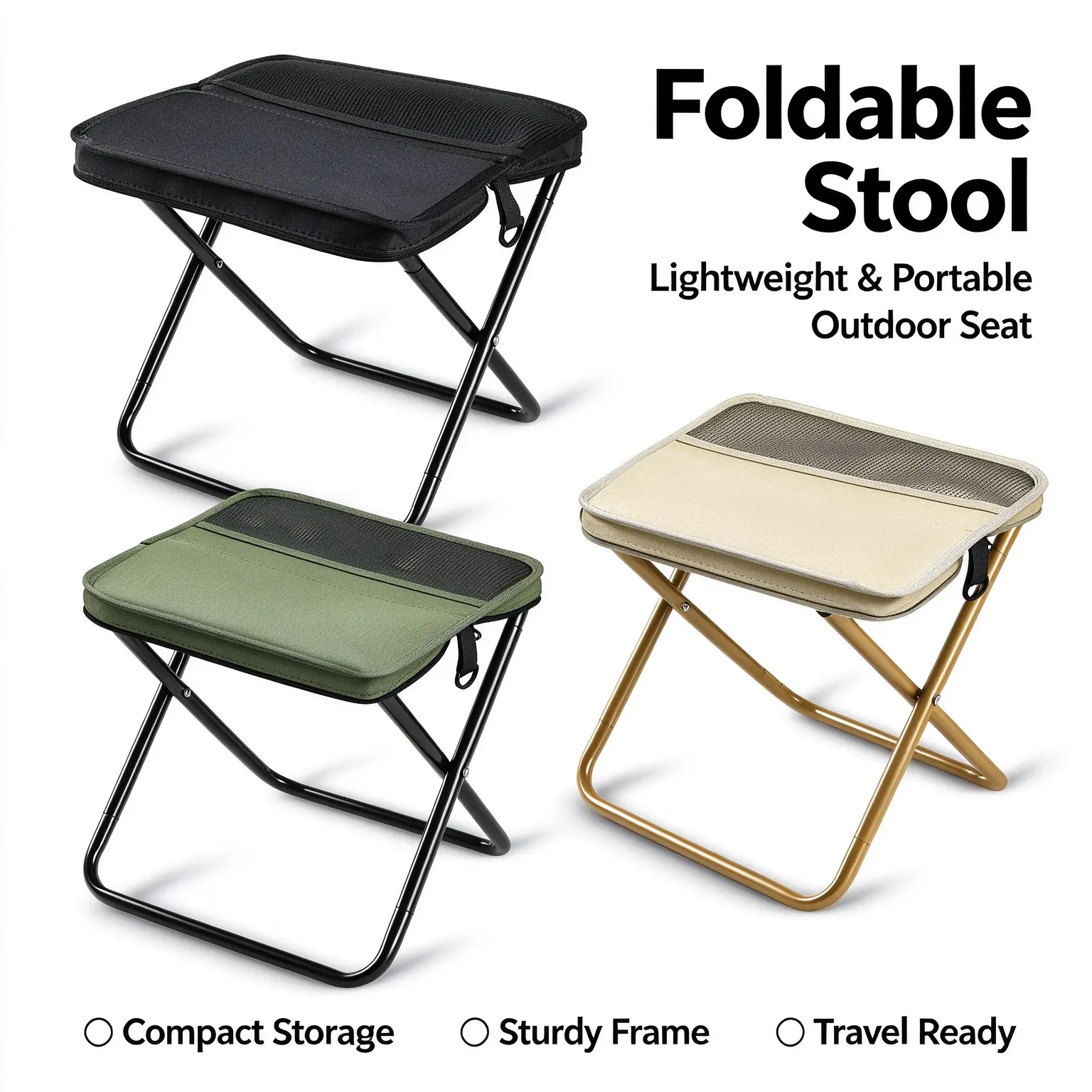 Portable Folding Camping Chair Backpack Stool - Ultra Lightweight 1.5 lbs Outdoor Seat with Shoulder Straps, Heavy Duty 400 lbs Load Capacity, 2 Side Storage Pockets for Hiking Fishing Picnic Sports Events Travel