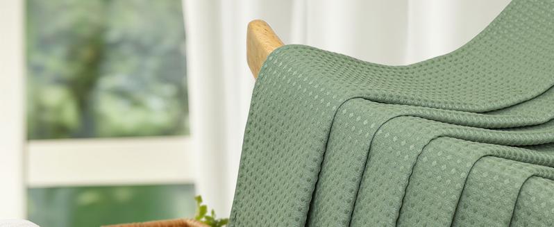 Inovaday Sage Green Shower Curtain - Waffle Textured Waterproof Thickened Luxury Shower Curtain for Bathroom, Luxury Bath Curtains Set with 12 Metal Hooks