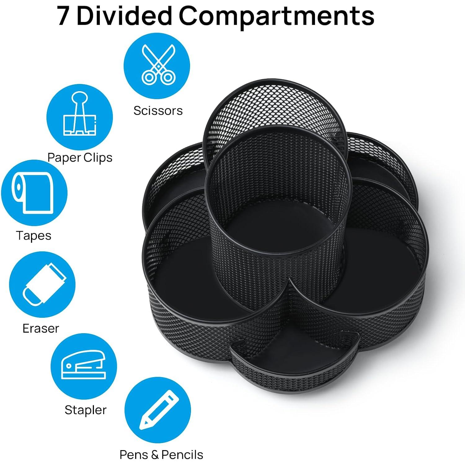 360 Rotating Pencil/Pen Holder for Desk in Black | Desk Organizers and Accessories