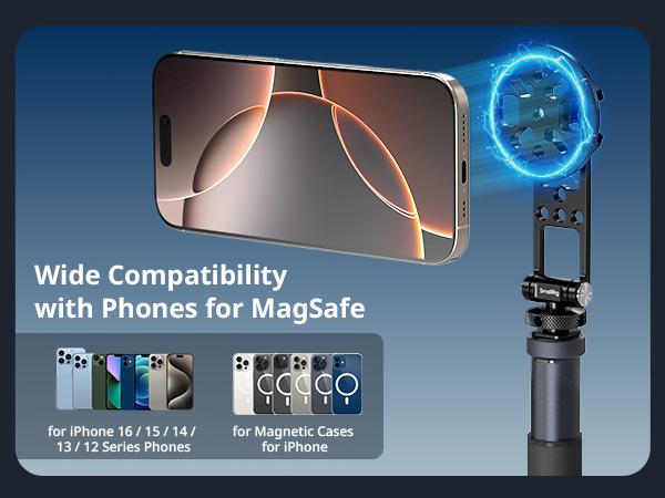 SmallRig Magnetic Metal Phone Mount with Cold Shoe Mount, Adjustable Rotatable Phone Tripod Holder Adapter for iphone17 Pro/MAX, Camera Monitoring, Tripods, Stabilizers - 5156