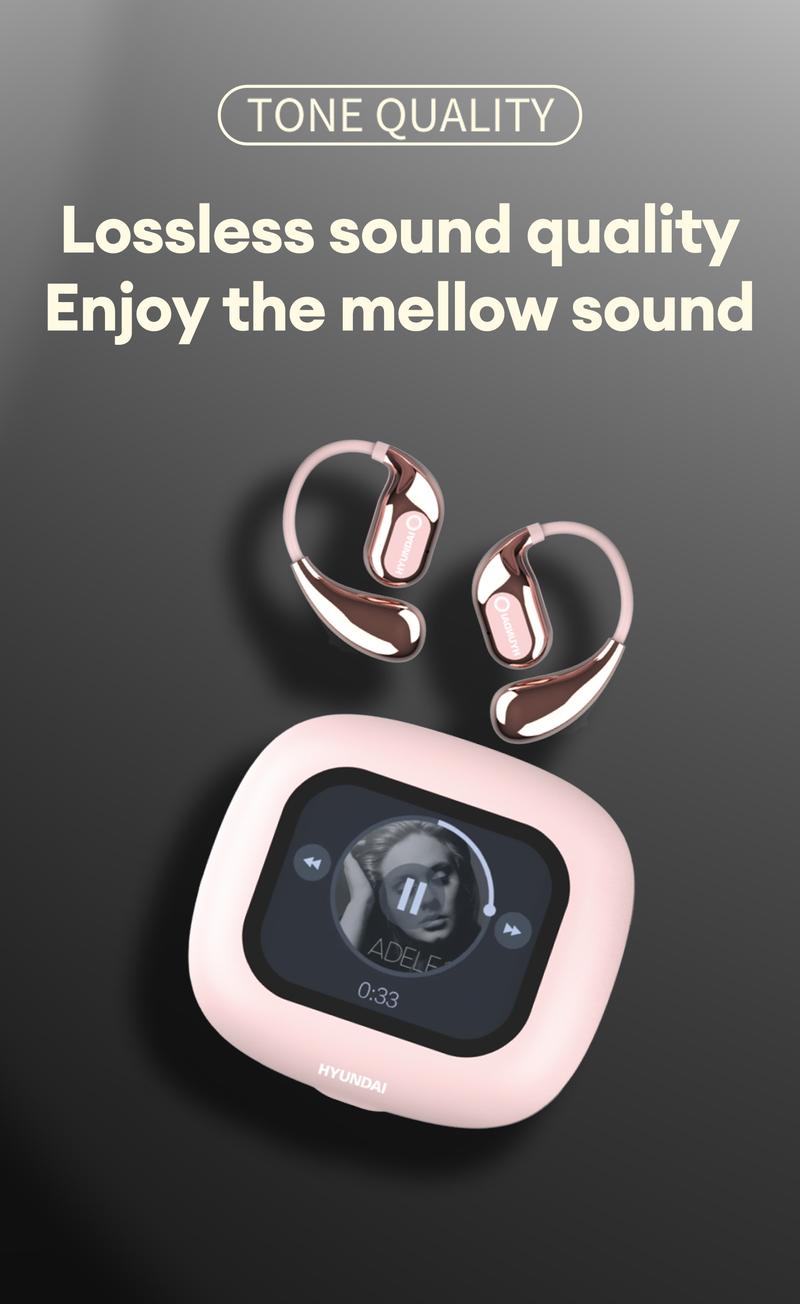 HYUNDAI HY Q18 PRO Electronic Earbud Bluetooth Headset with Full Color Touch Screen, Audio Wireless Headphones for Music & Phone Calls