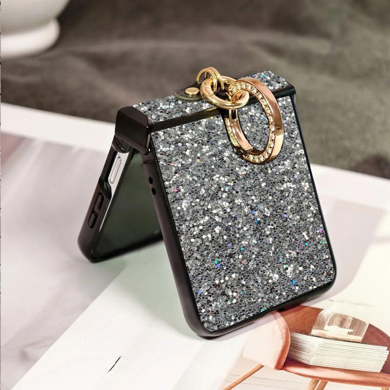 Luxurious shiny diamond rhinestone Glitter Ring Buckle Hard PC Phone Case For Moto Razr 50 60 Ultra 2025 + 2024 Protective 3-PIECE Back Cover