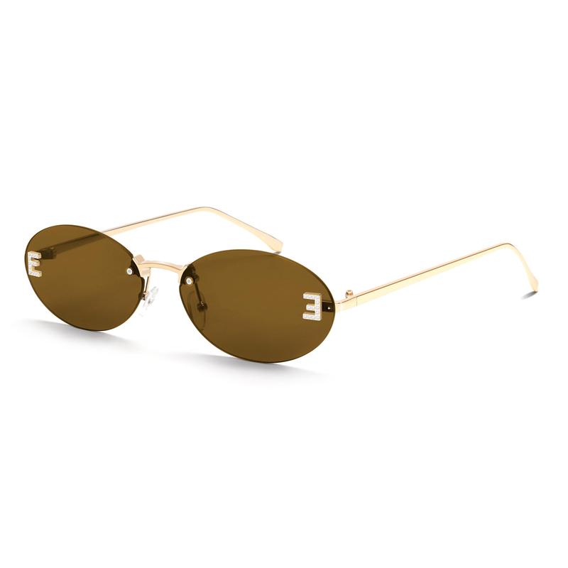 Retro Oval Y2K Sunglasses for Women Men, 2025 Trendy Chic Narrow Gold Metal Sunglasses Small Sunnies
