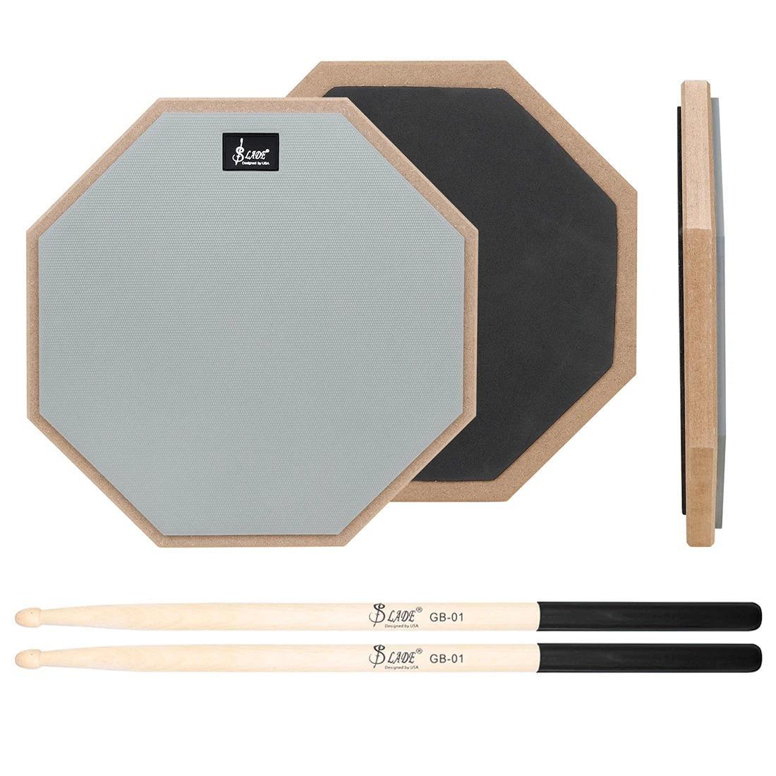Practice Drum Pad and Drumsticks Set, 8-Inch Mute Drum Pad, Maple Wood 5a Drum Sticks Included, Ideal for Drumming Exercises