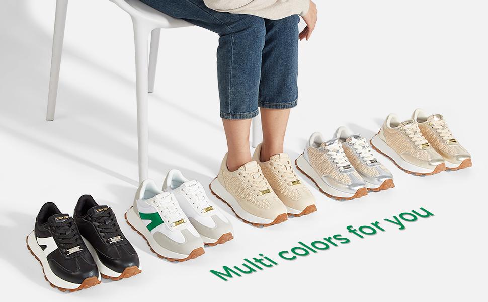 LUCKY STEP Women's Platform Fashion Sneakers Retro Classic Trainers Casual Lace-up Stylish Tennis Running Walking Shoes Stability Comfortable All-Day Wear