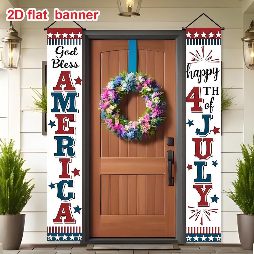 Independence Day Banner Set, Polyester Party Decoration Flags, Outdoor Banners, 180cm X 30cm, July 4th Porch Hanging Decorations, Home Celebration, Wall Decor Banner