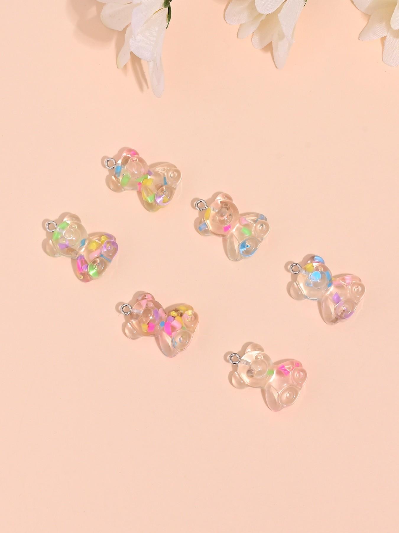 10 Cute Cartoon Bear Charms, DIY Jewelry Making, Ear Rings, Necklaces, Bracelets, Keychains, Random Colors, All Seasons Accessory