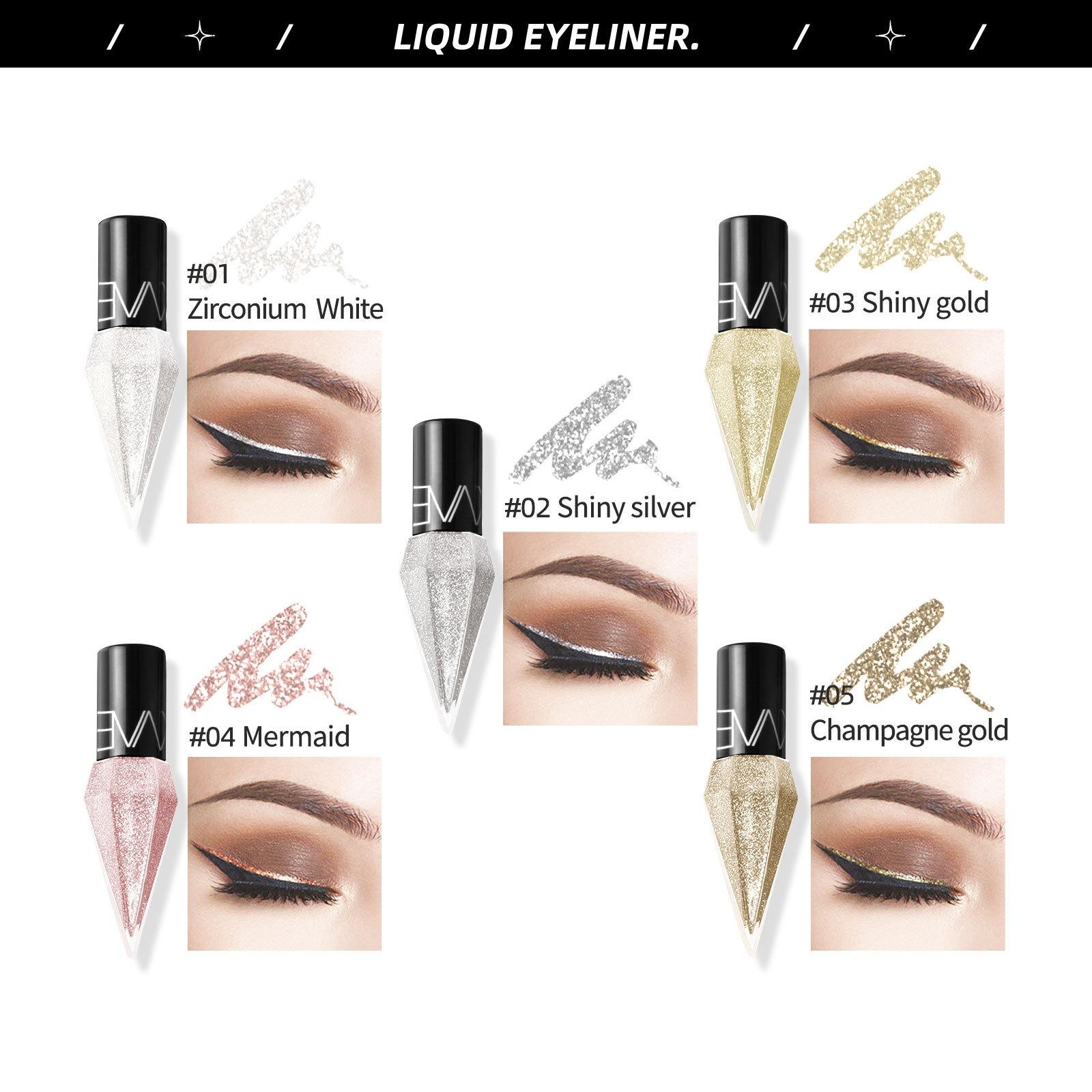 5 Pcs Pearlescent Glitter Eyeliner Liquid Set Makeup Long Lasting Glam Waterproof Ultra Fine Eyeshadow Cream Shimmering Eye Highlighter All Skin Types Cosmetic
