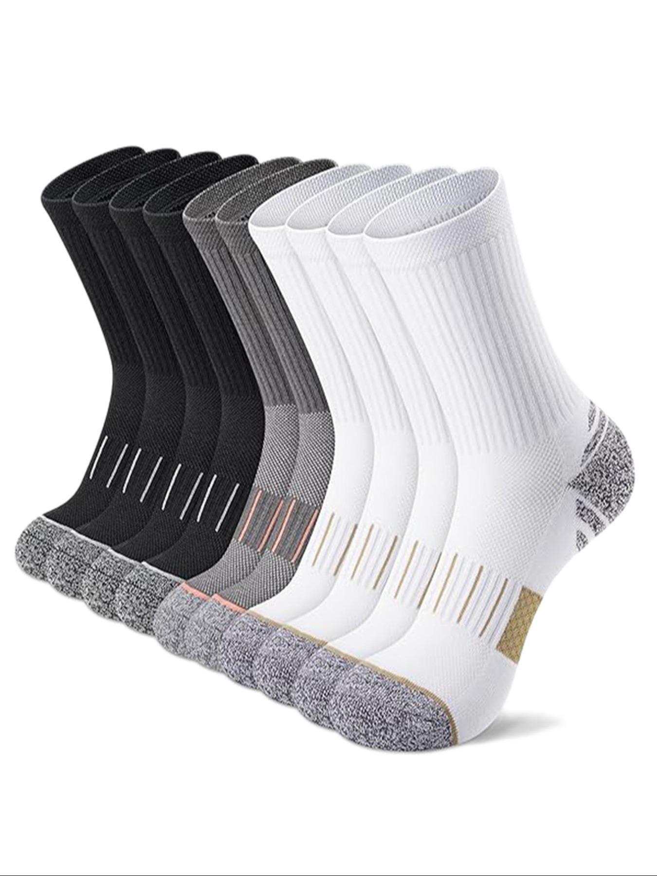 Men's Sporty Crew Socks, Colorblock Design, Breathable & Moisture-Wicking, Soft Comfort, Ideal for All Seasons, Marathon Running, Basketball, Soccer