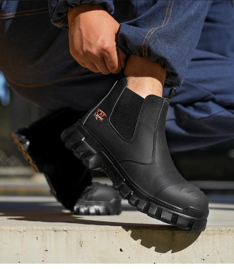Brown Steel Toe Safety Shoes Unisex, Lightweight Anti Slip Work Shoes, Splash Resistant, Smash Proof and Puncture Proof for Kitchen, Restaurant and Food Service Work